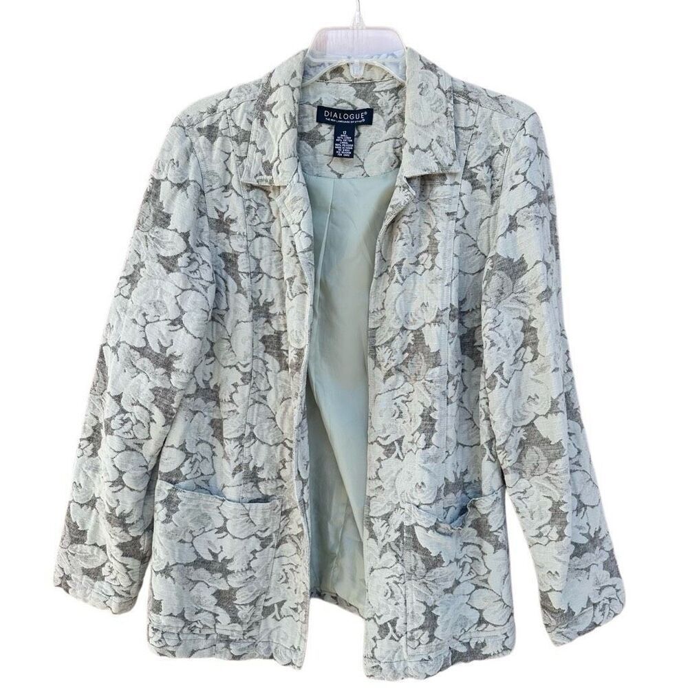 Romantic Floral Rose Linen and Cotton Summer Blazer